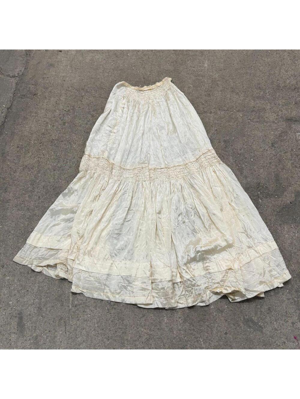 Antique Edwardian Silk Petticoat Slip Skirt XXS